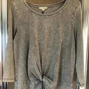 Long sleeve T shirt dress with knot detail